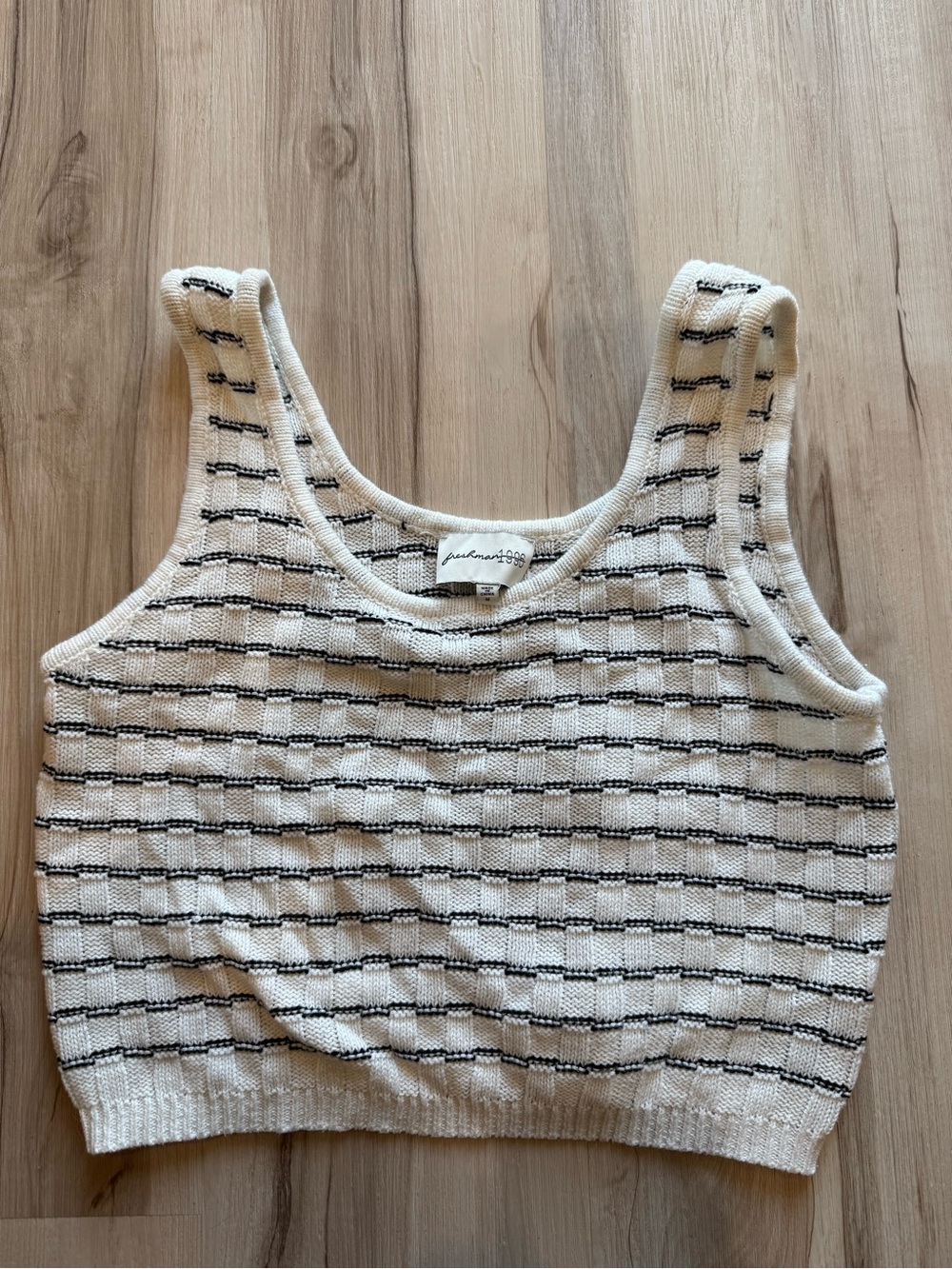 Neutral Stripe Knit Tank Top white black